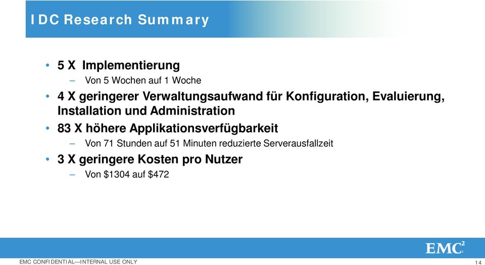 Administration 83 X höhere Applikationsverfügbarkeit Von 71 Stunden auf 51