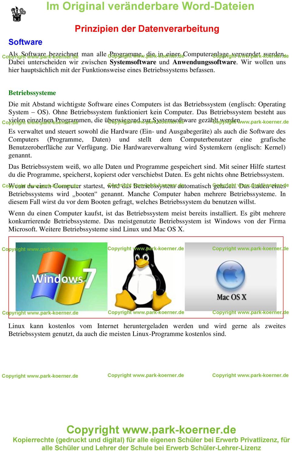 Betriebssysteme Die mit Abstand wichtigste Software eines Computers ist das Betriebssystem (englisch: Operating System OS). Ohne Betriebssystem funktioniert kein Computer.