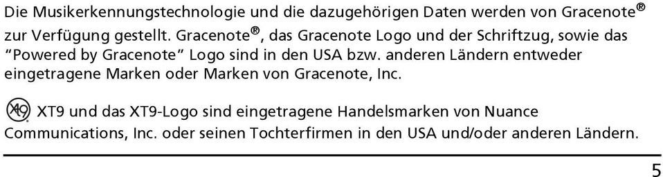 anderen Ländern entweder eingetragene Marken oder Marken von Gracenote, Inc.