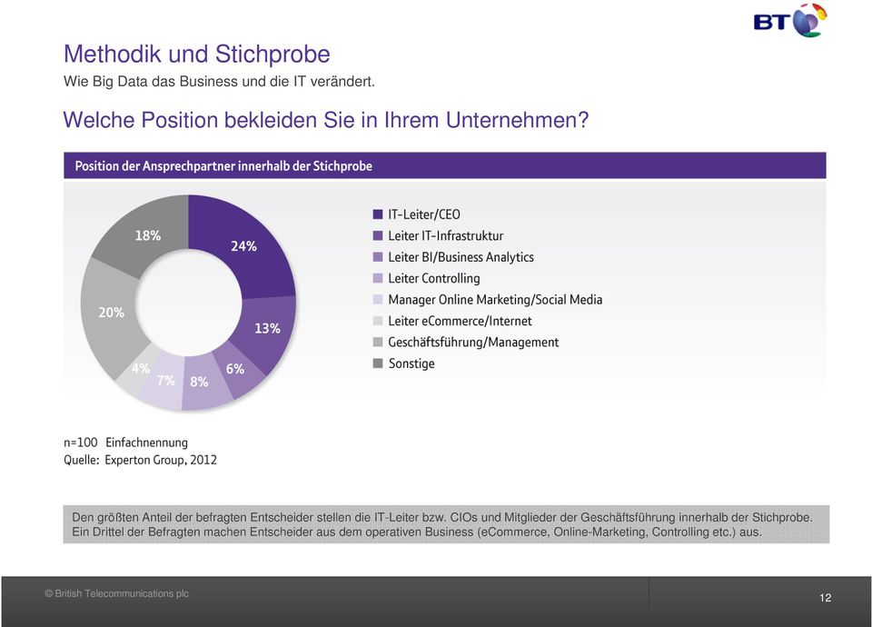 CIOs und Mitglieder der Geschäftsführung innerhalb der Stichprobe.