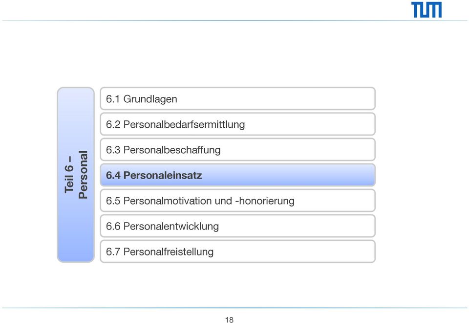 3 Personalbeschaffung 6.4 Personaleinsatz 6.