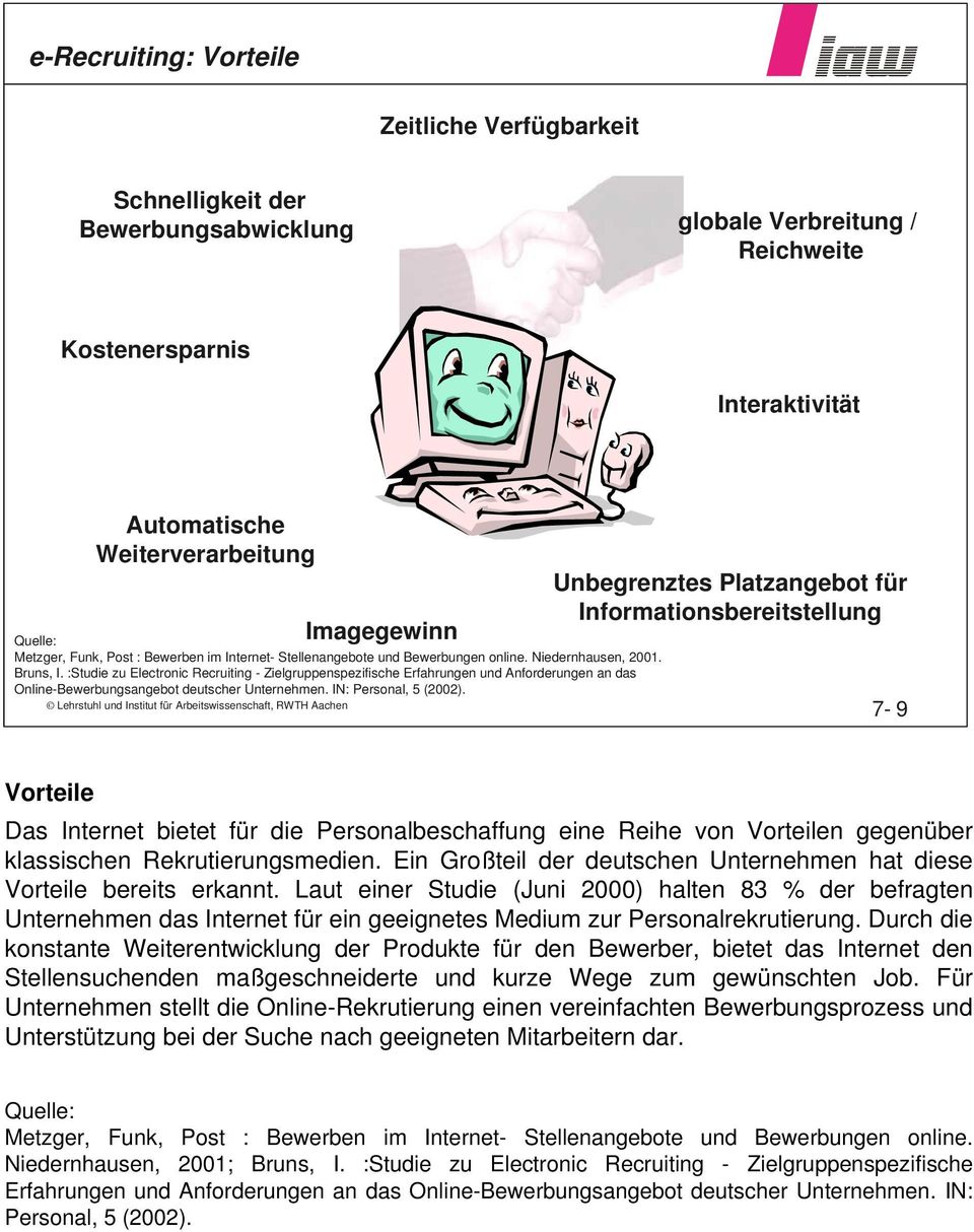 :Studie zu Electronic Recruiting - Zielgruppenspezifische Erfahrungen und Anforderungen an das Online-Bewerbungsangebot deutscher Unternehmen. IN: Personal, 5 (2002).