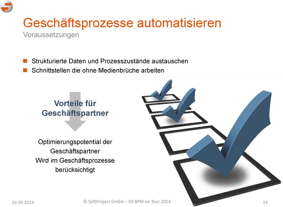 Vorteile für Geschäftspartner Optimierungspotential der Geschäftspartner Wird