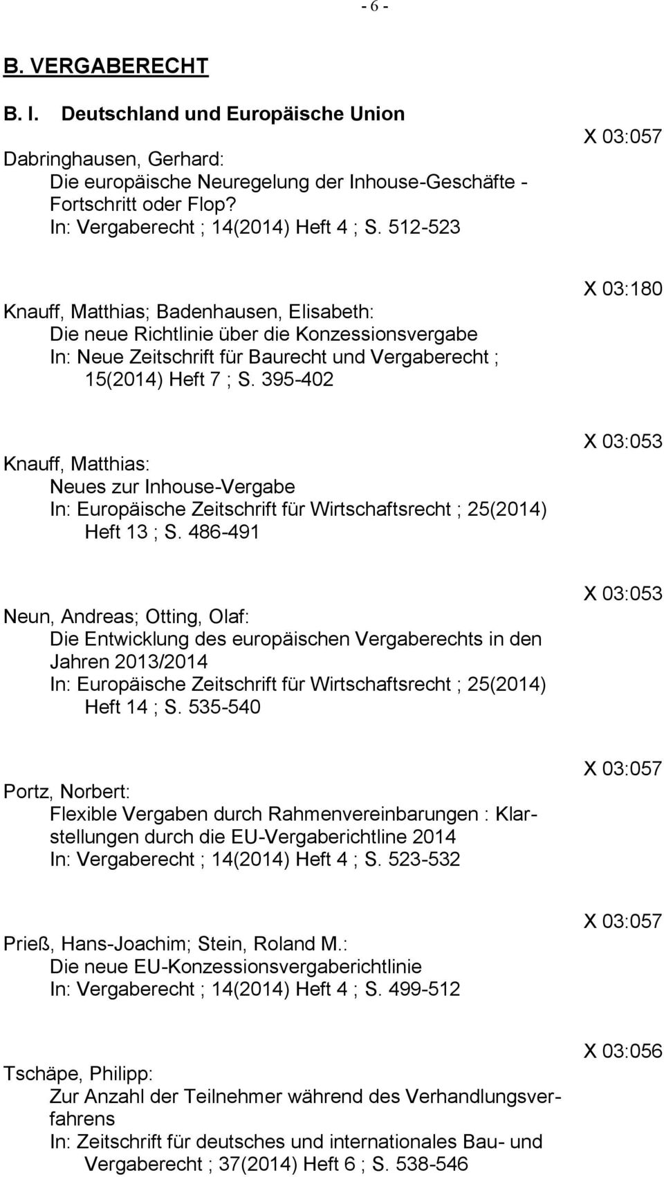 395-402 X 03:180 Knauff, Matthias: Neues zur Inhouse-Vergabe In: Europäische Zeitschrift für Wirtschaftsrecht ; 25(2014) Heft 13 ; S.