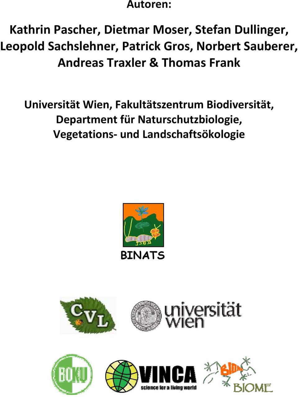 Thomas Frank Universität Wien, Fakultätszentrum Biodiversität,