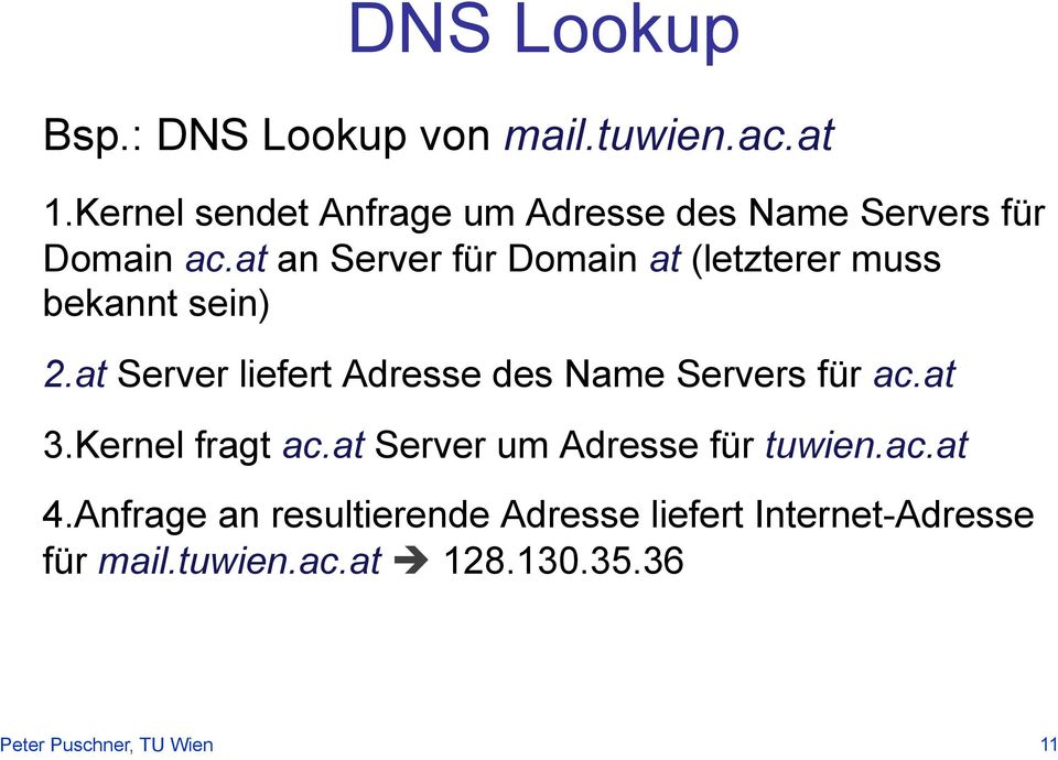 at an Server für Domain at (letzterer muss bekannt sein) 2.