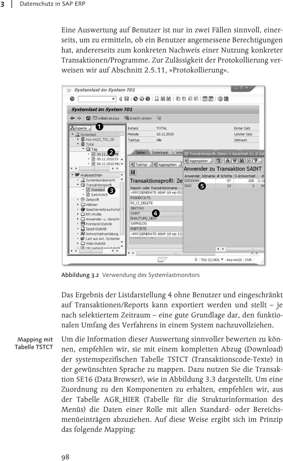 2 Verwendung des Systemlastmonitors Das Ergebnis der Listdarstellung 4 ohne Benutzer und eingeschränkt auf Transaktionen/Reports kann exportiert werden und stellt je nach selektiertem Zeitraum eine