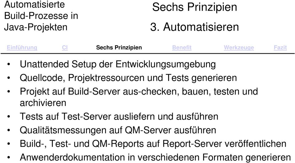 Test-Server ausliefern und ausführen Qualitätsmessungen auf QM-Server ausführen Build-, Test- und