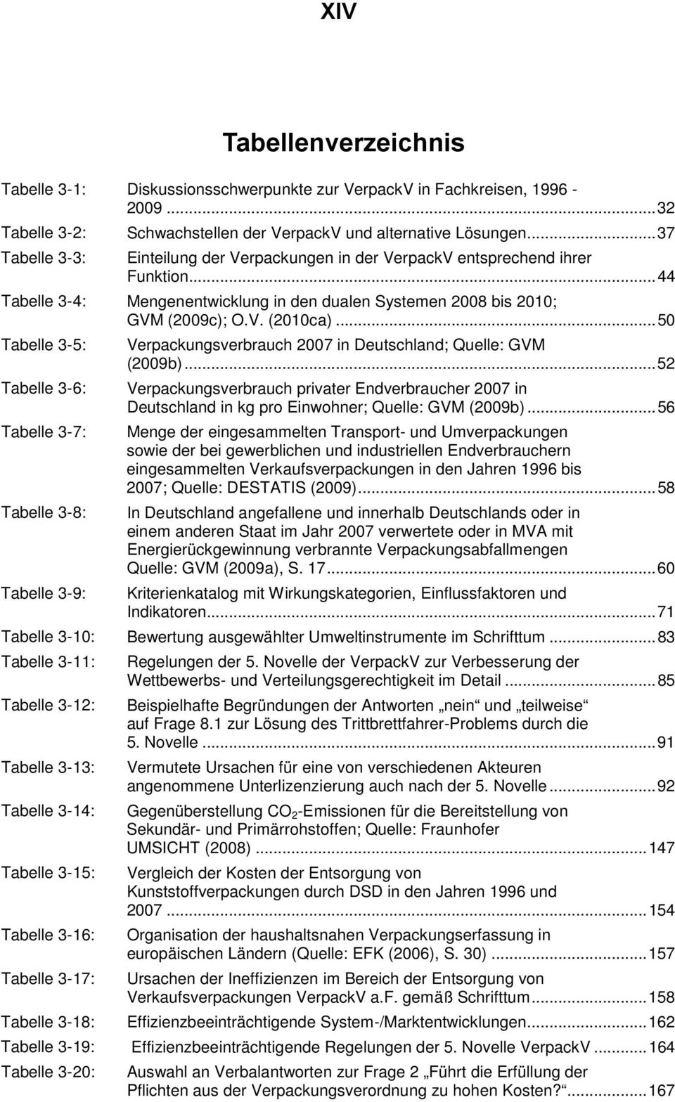.. 50 Tabelle 3-5: Verpackungsverbrauch 2007 in Deutschland; Quelle: GVM (2009b).