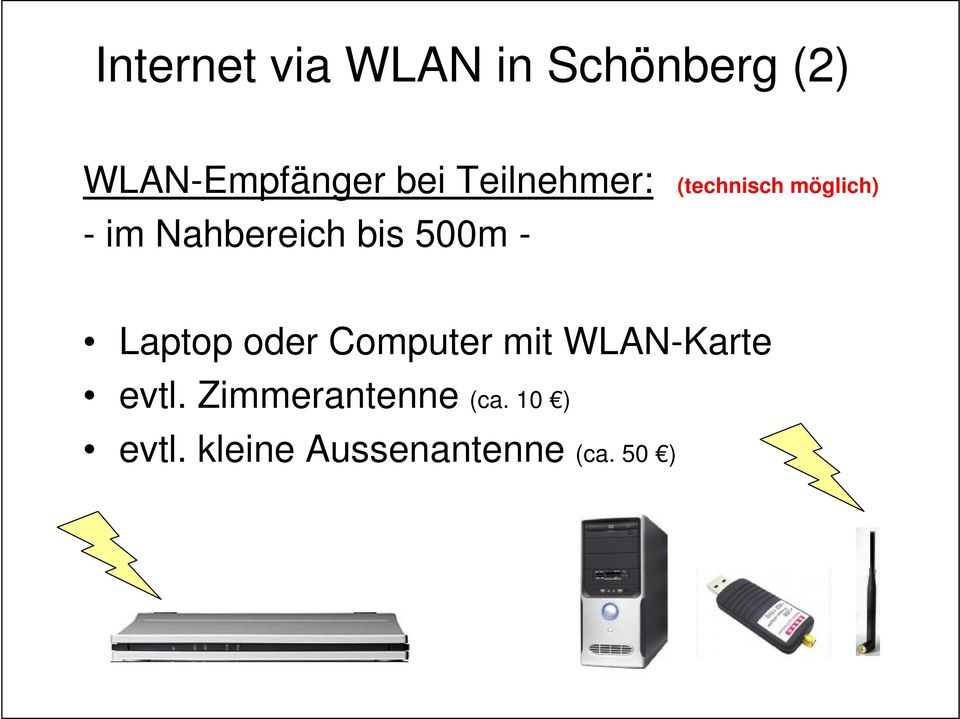 500m - Laptop oder Computer mit WLAN-Karte evtl.