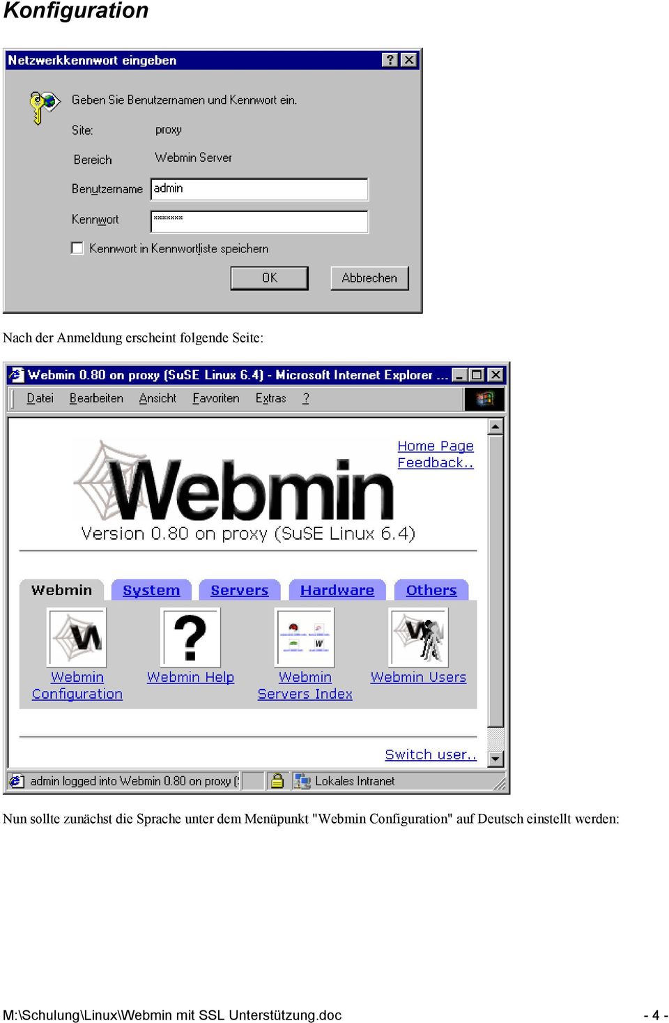 Menüpunkt "Webmin Configuration" auf Deutsch einstellt