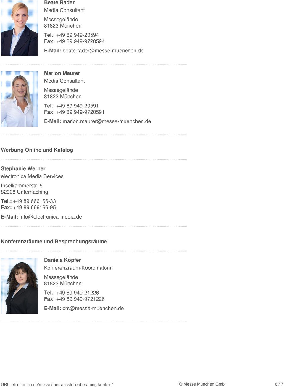 de Werbung Online und Katalog Stephanie Werner electronica Media Services Inselkammerstr. 5 82008 Unterhaching Tel.