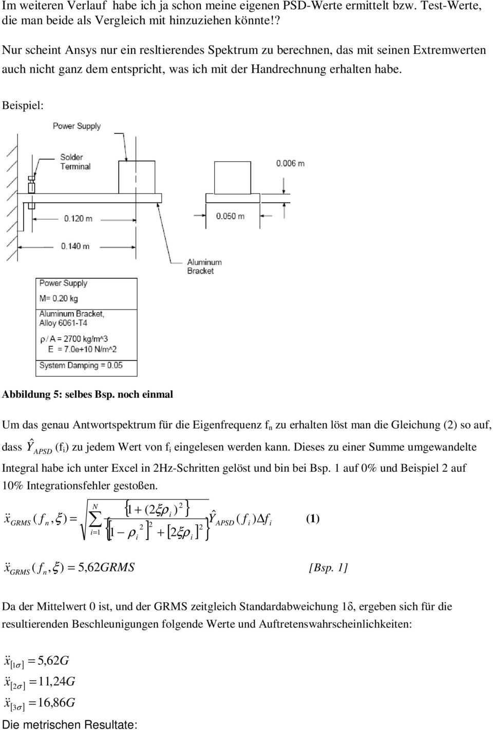 noch enmal Um das genau Antwortspektrum für de Egenfrequenz f n zu erhalten löst man de Glechung () so auf, dass Yˆ APSD (f ) zu jedem Wert von f engelesen werden kann.