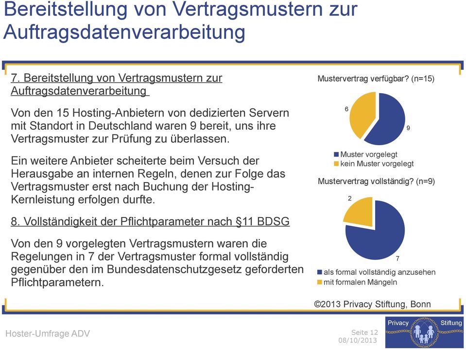 überlassen. Ein weitere Anbieter scheiterte beim Versuch der Herausgabe an internen Regeln, denen zur Folge das Vertragsmuster erst nach Buchung der Hosting- Kernleistung erfolgen durfte.