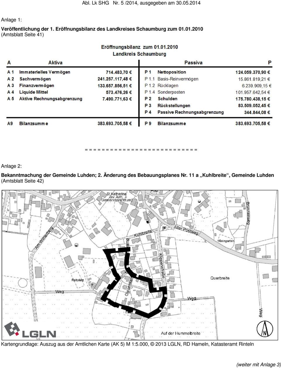 01.2010 (Amtsblatt Seite 41) = = = = = = = = = = = = = = = = = = = = = = = = = = = Anlage 2: Bekanntmachung der Gemeinde