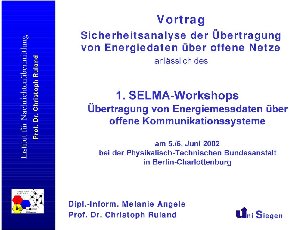 SELMA-Workshops Übertragung von Energiemessdaten über offene
