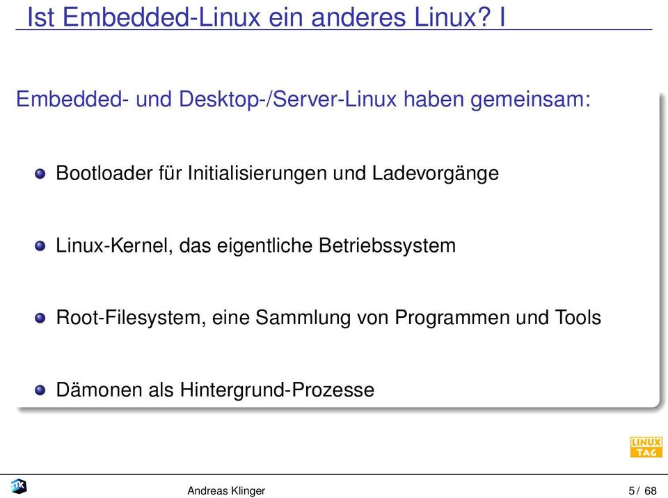 Initialisierungen und Ladevorgänge Linux-Kernel, das eigentliche