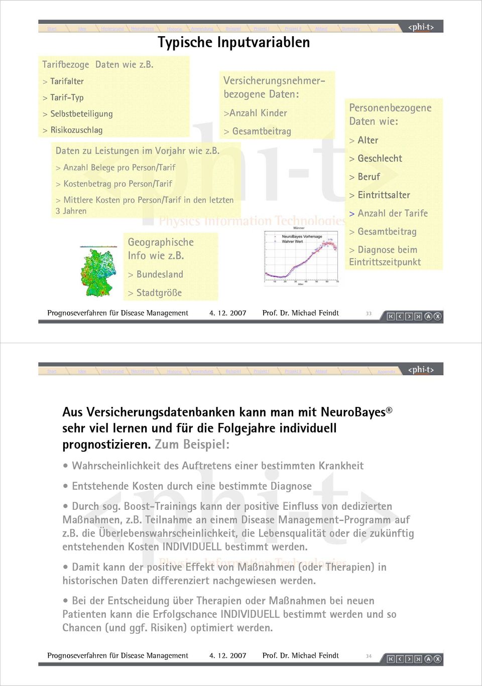 Gesamtbeitrag > Diagnose beim Eintrittszeitpunkt Prognoseverfahren für Disease Management 4. 12. 2007 Prof. Dr.