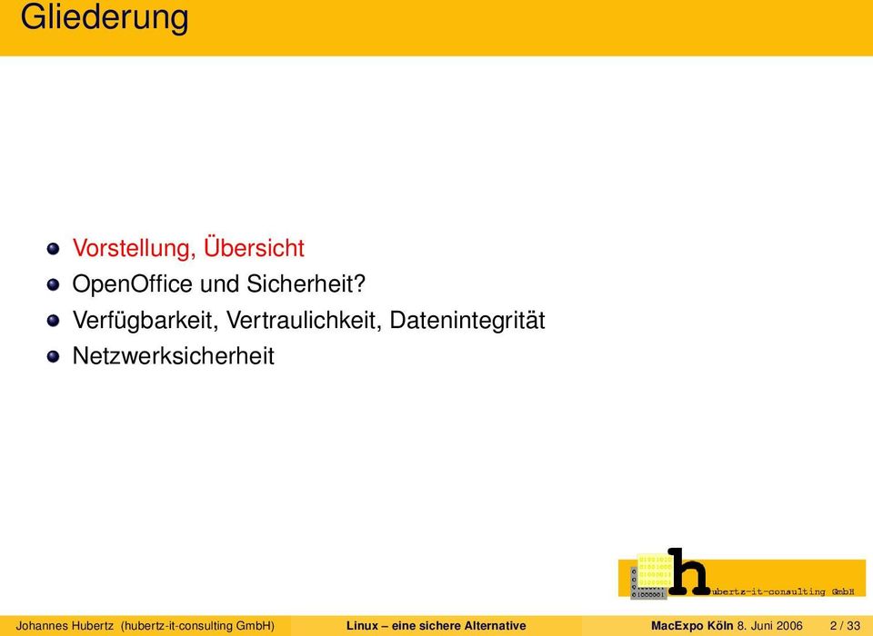 Netzwerksicherheit Johannes Hubertz (hubertz-it-consulting