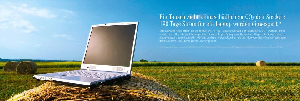 Deshalb leistet ein Mercedes-Benz Original-Tauschgetriebe einen wichtigen Beitrag zum Klimaschutz: Umgerechnet kann mit der Energieeinsparung ein Laptop für 190 Tage