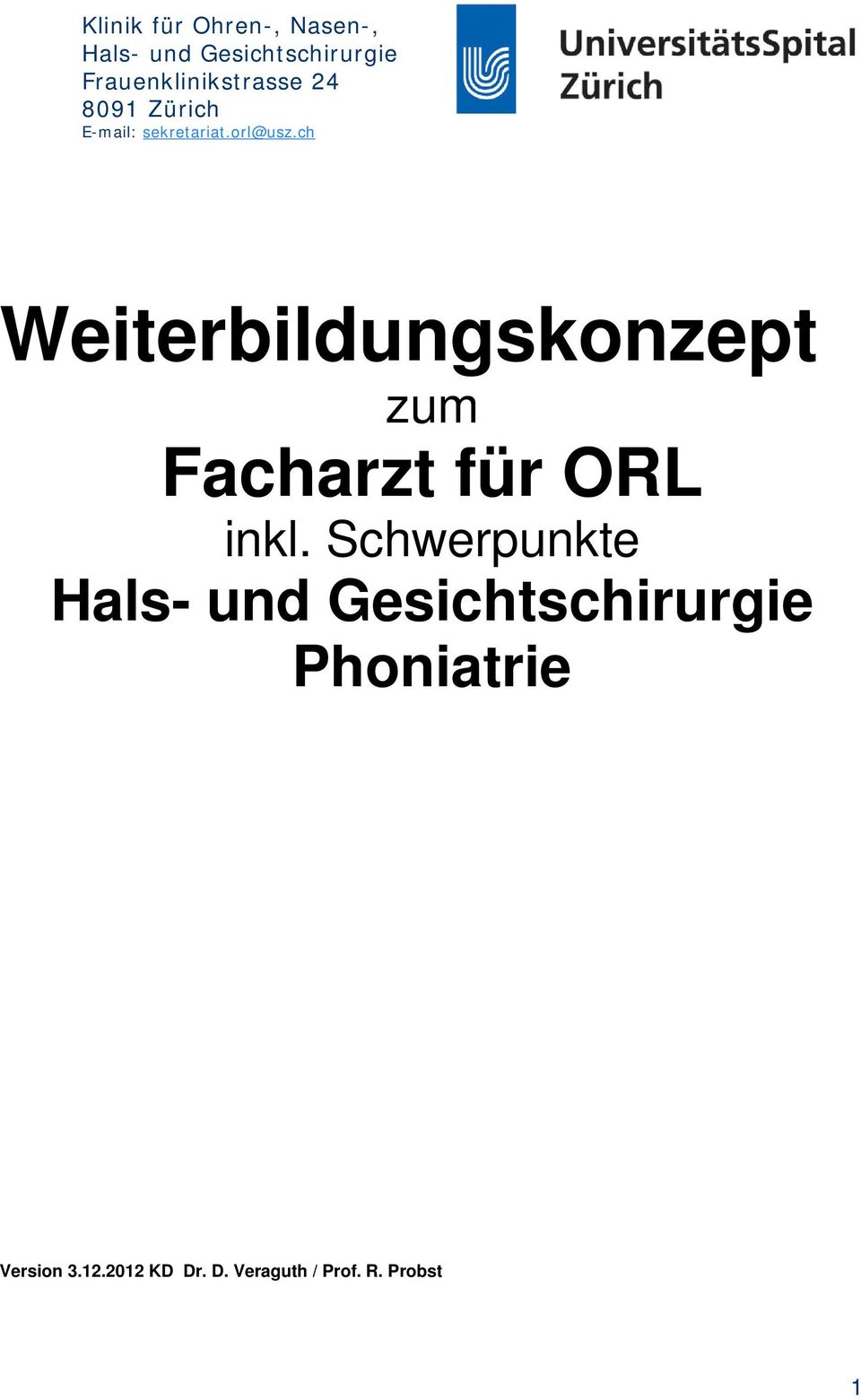 ch Weiterbildungskonzept zum Facharzt für ORL inkl.