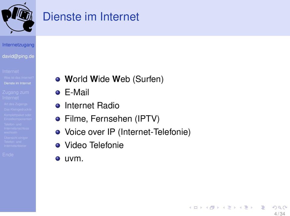 Web (Surfen) E-Mail Radio Filme, Fernsehen