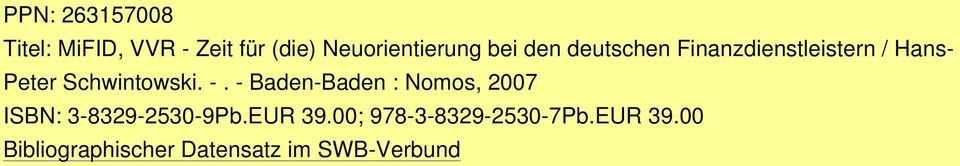 -. - Baden-Baden : Nomos, 2007 ISBN: 3-8329-2530-9Pb.EUR 39.