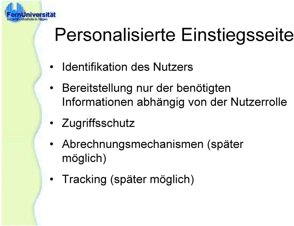 Informationen abhängig von der Nutzerrolle