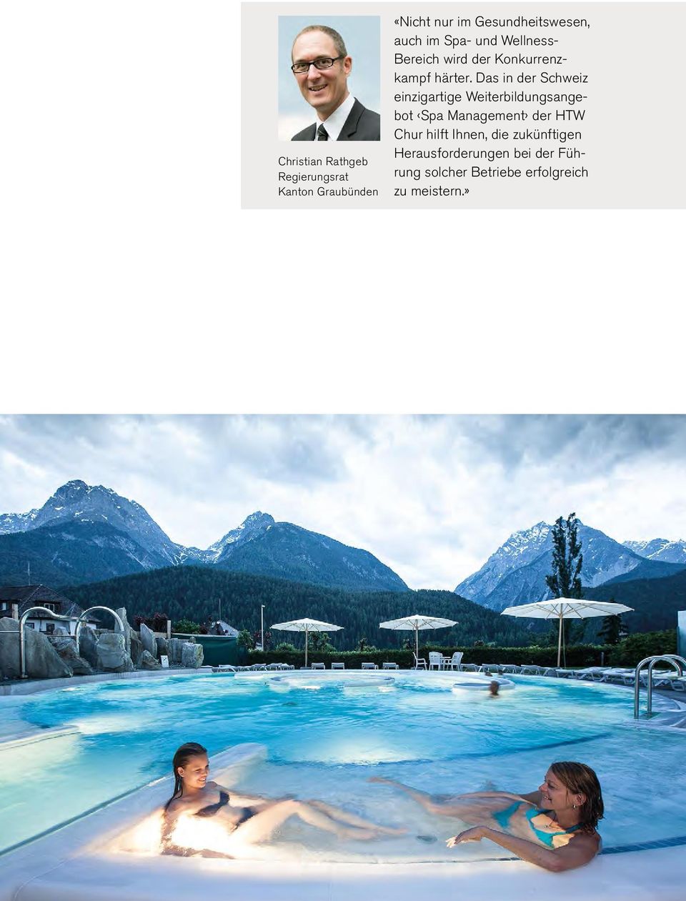Das in der Schweiz einzigartige Weiterbildungsangebot Spa Management der HTW Chur