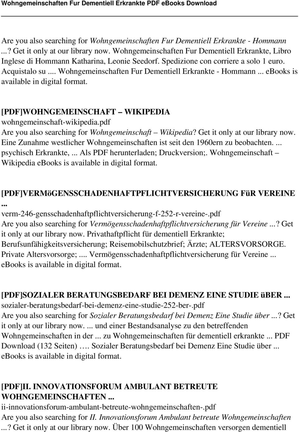 .. Wohngemeinschaften Fur Dementiell Erkrankte - Hommann... ebooks is available in digital format. [PDF]WOHNGEMEINSCHAFT WIKIPEDIA wohngemeinschaft-wikipedia.