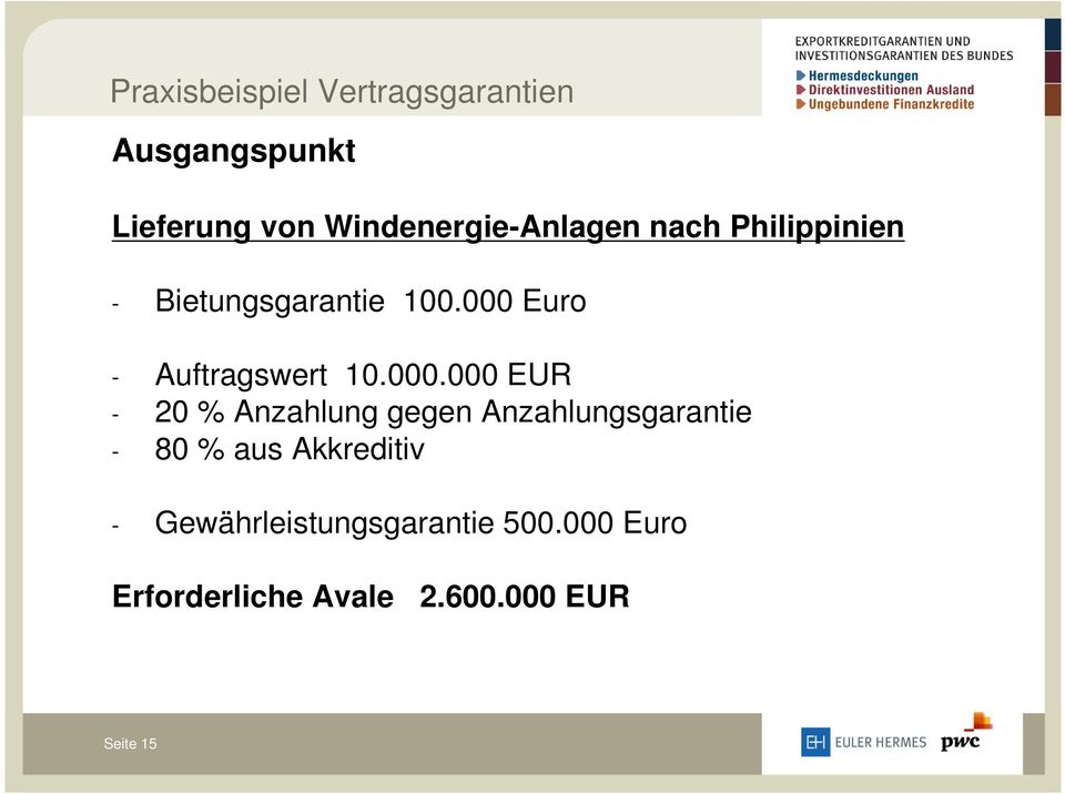000 Euro - Auftragswert 10.000.000 EUR - 20 % Anzahlung gegen