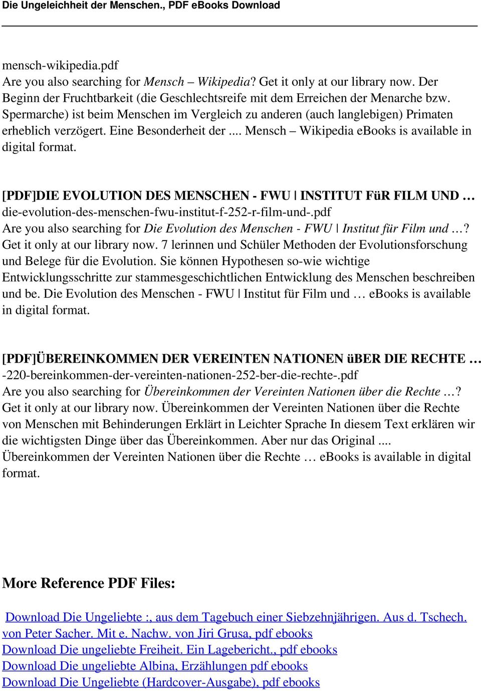 .. Mensch Wikipedia ebooks is available in digital [PDF]DIE EVOLUTION DES MENSCHEN - FWU INSTITUT FüR FILM UND die-evolution-des-menschen-fwu-institut-f-252-r-film-und-.