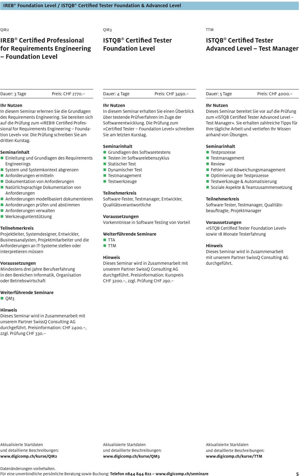 Sie bereiten sich auf die Prüfung zum «IREB Certified Professional for Requirements Engineering Foundation Level» vor. Die Prüfung schreiben Sie am dritten Kurstag.