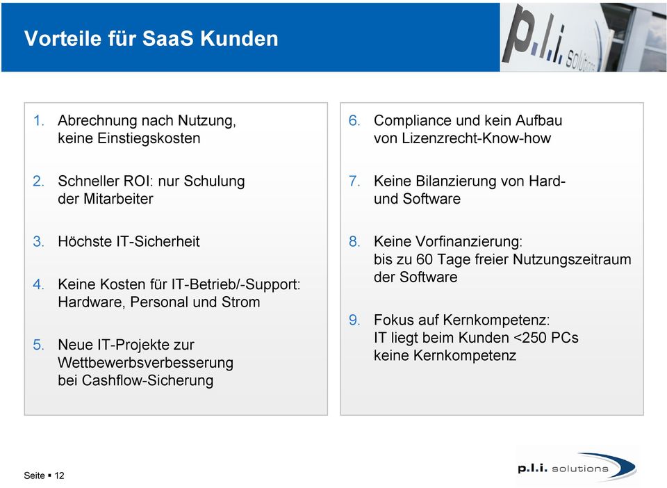 Keine Kosten für IT-Betrieb/-Support: Hardware, Personal und Strom 5.