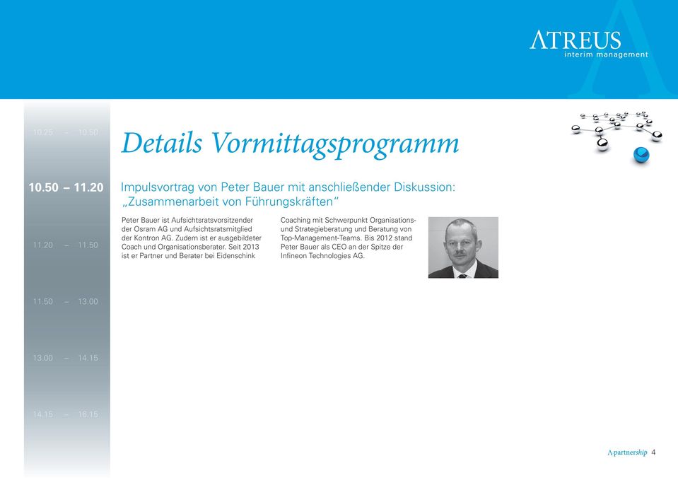 50 Peter Bauer ist Aufsichtsratsvorsitzender der Osram AG und Aufsichtsratsmitglied der Kontron AG.