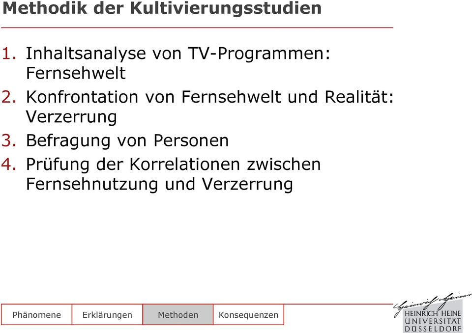 Konfrontation von Fernsehwelt und Realität: Verzerrung 3.