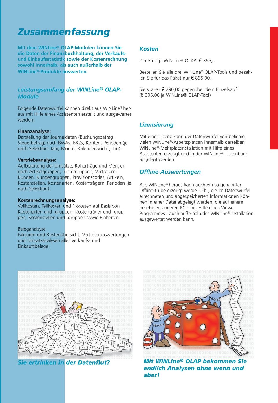 Leistungsumfang der WINLine OLAP- Module Folgende Datenwürfel können direkt aus WINLine heraus mit Hilfe eines Assistenten erstellt und ausgewertet werden: Finanzanalyse: Darstellung der Journaldaten