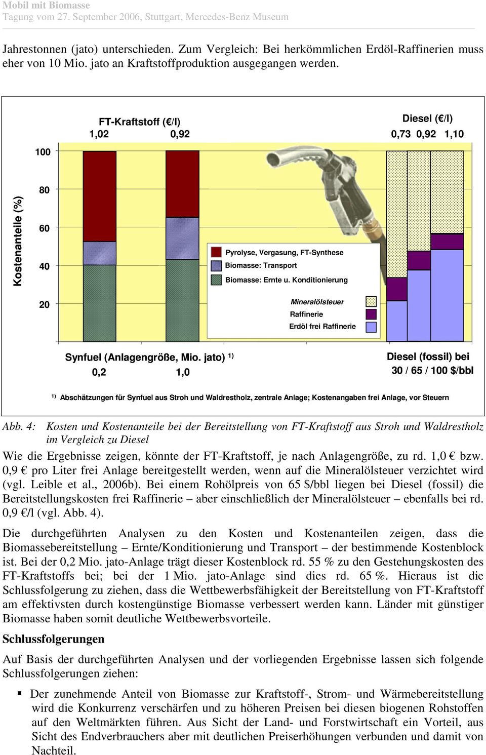 Konditionierung Mineralölsteuer Raffinerie Erdöl frei Raffinerie Synfuel (Anlagengröße, Mio.