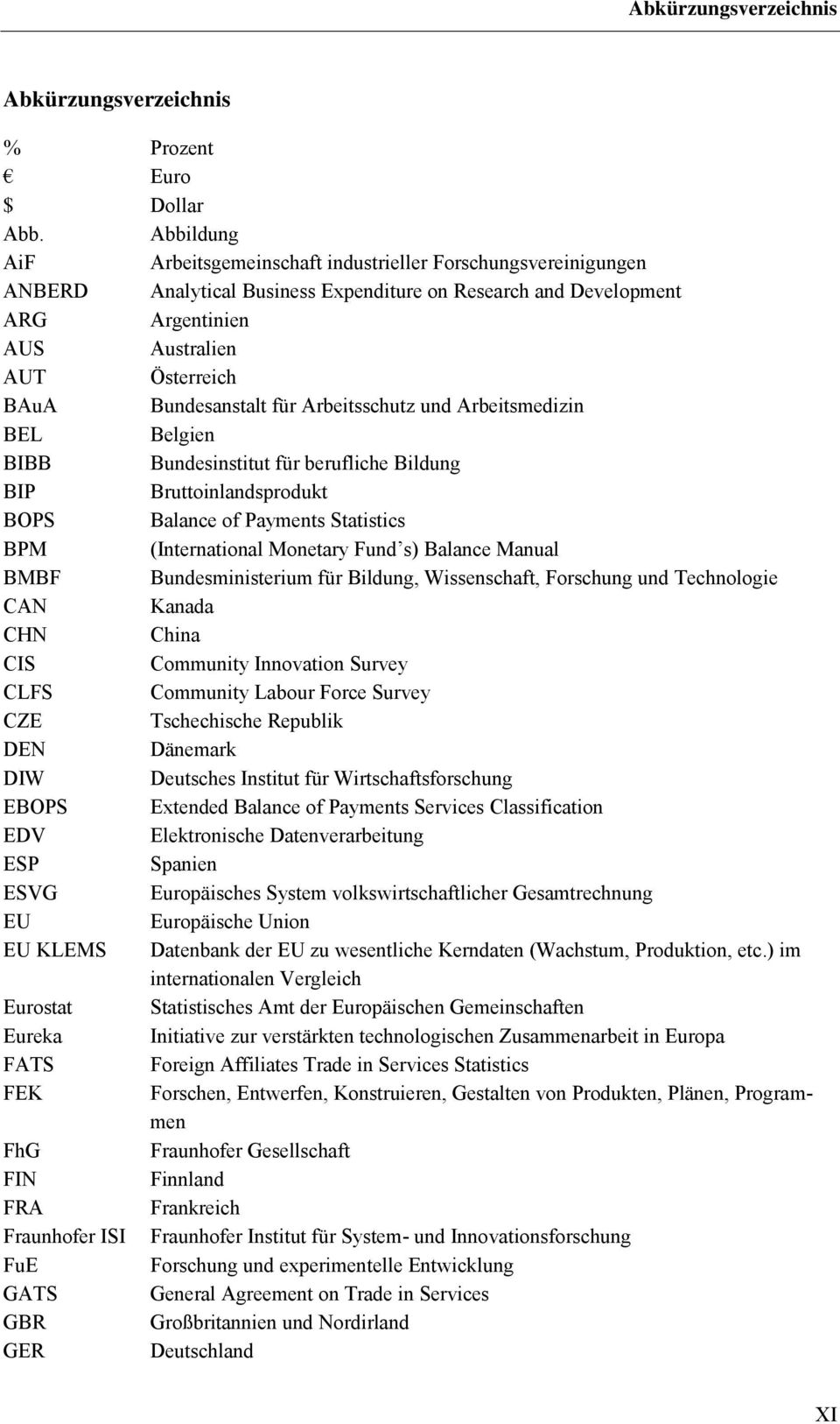 Bundesanstalt für Arbeitsschutz und Arbeitsmedizin BEL Belgien BIBB Bundesinstitut für berufliche Bildung BIP Bruttoinlandsprodukt BOPS Balance of Payments Statistics BPM (International Monetary Fund