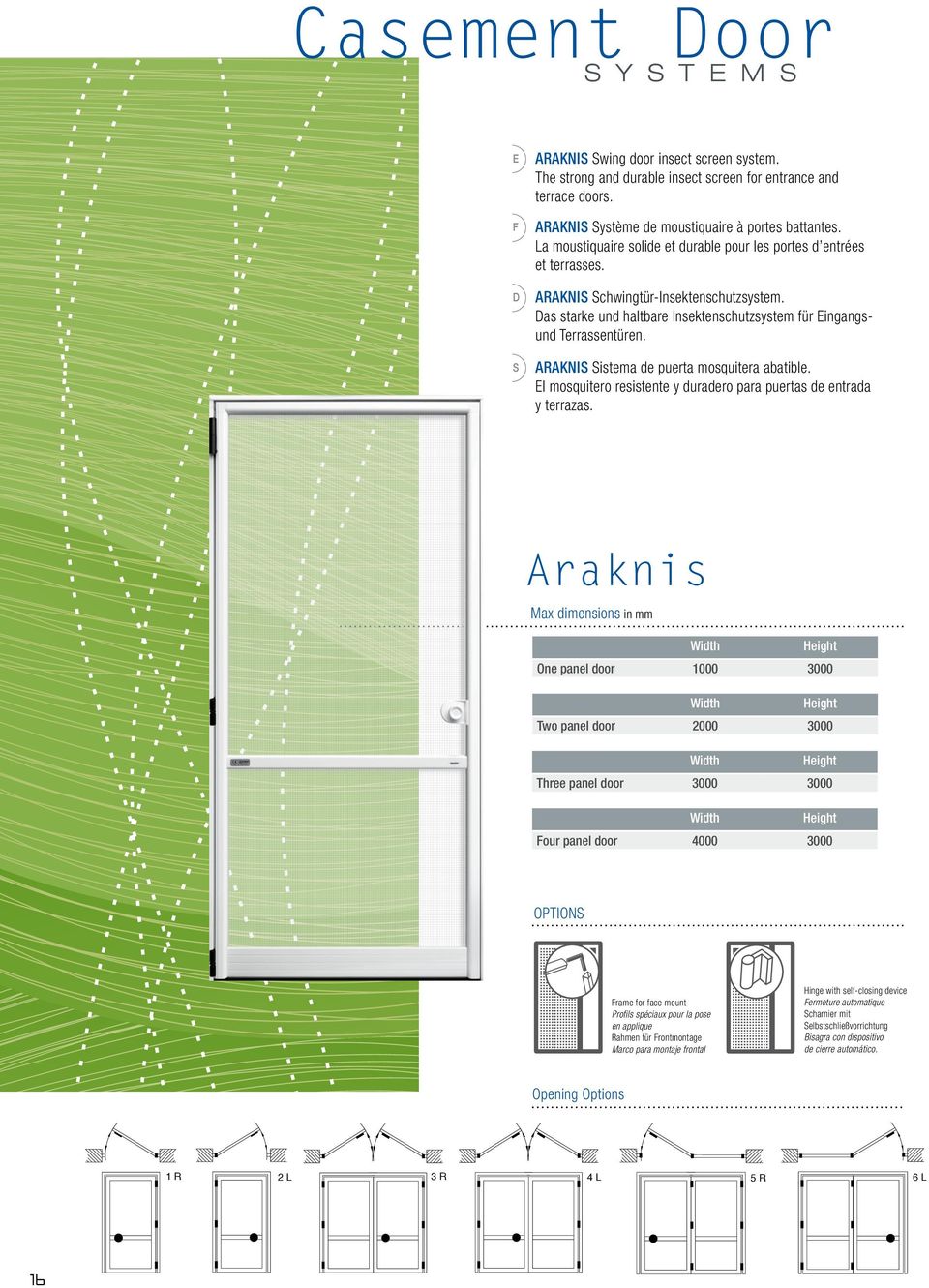 ARAKNIS Sistema de puerta mosquitera abatible. El mosquitero resistente y duradero para puertas de entrada y terrazas.