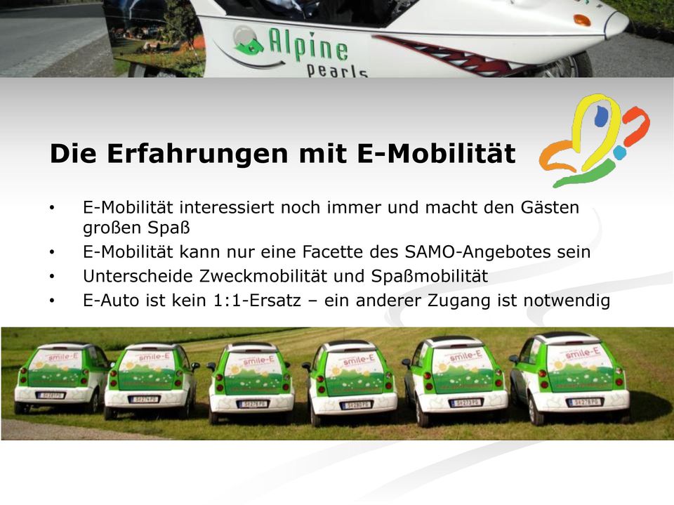 Facette des SAMO-Angebotes sein Unterscheide Zweckmobilität und