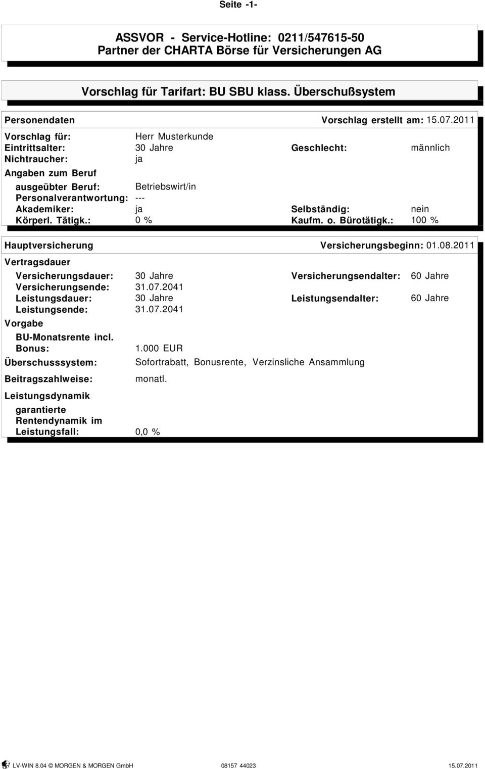 Selbständig: nein Körperl. Tätigk.: 0 % Kaufm. o. Bürotätigk.: 100 % Hauptversicherung Versicherungsbeginn: 01.08.