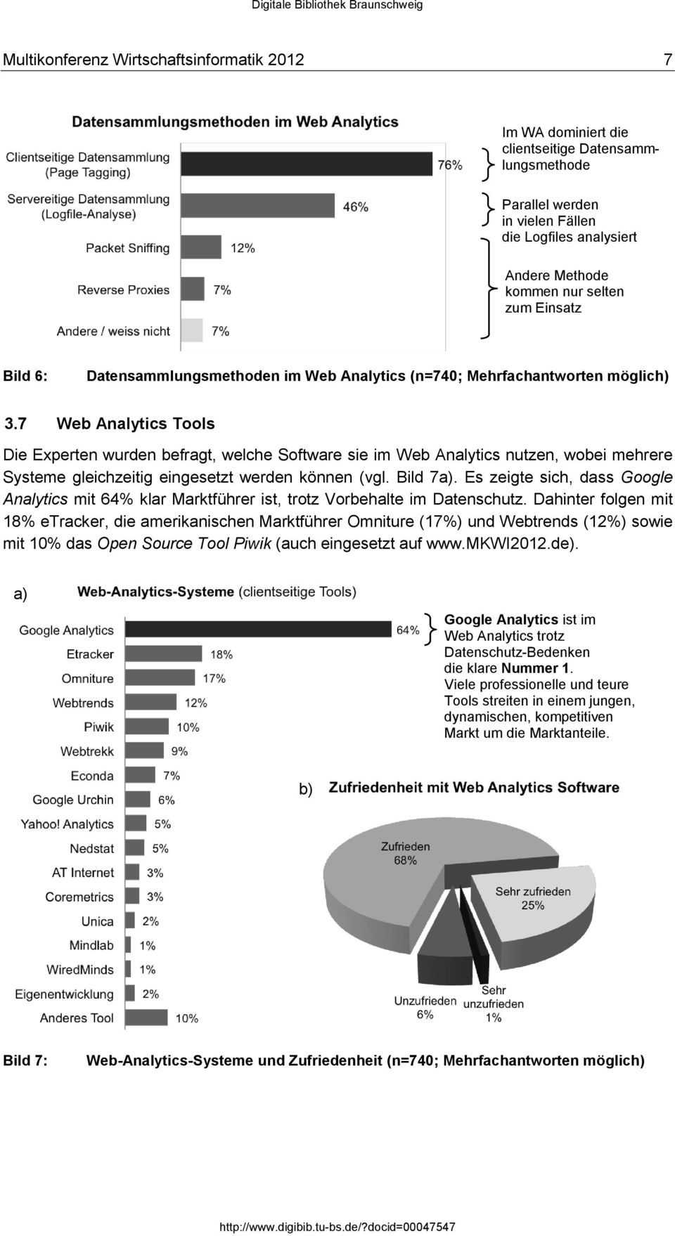 7 Web Analytics Tools Die Experten wurden befragt, welche Software sie im Web Analytics nutzen, wobei mehrere Systeme gleichzeitig eingesetzt werden können (vgl. Bild 7a).