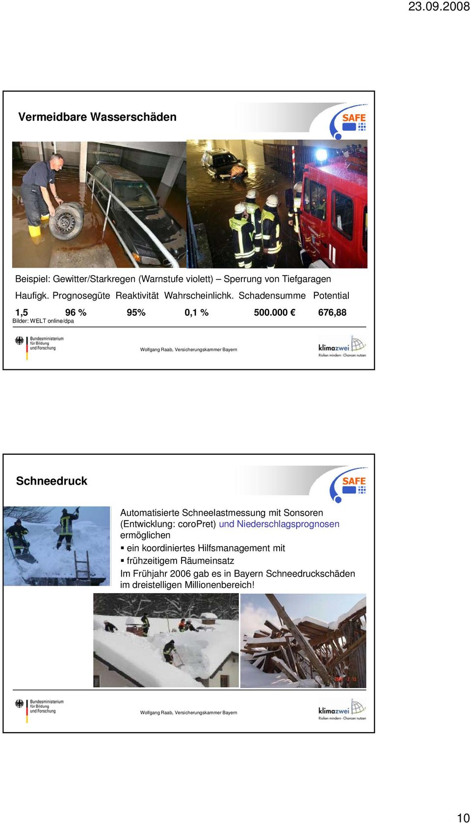 000 676,88 Bilder: WELT online/dpa Schneedruck Automatisierte Schneelastmessung mit Sonsoren (Entwicklung: coropret) und