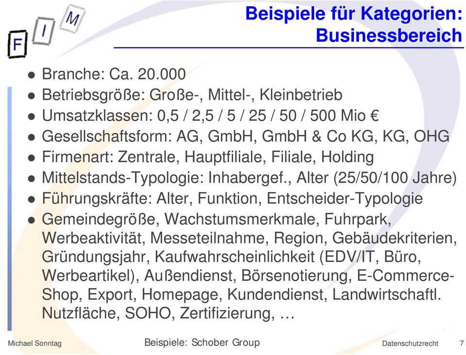 Filiale, Holding Mittelstands-Typologie: Inhabergef.