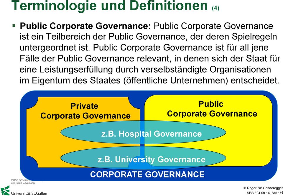 Public Corporate Governance ist für all jene Fälle der Public Governance relevant, in denen sich der Staat für eine Leistungserfüllung durch