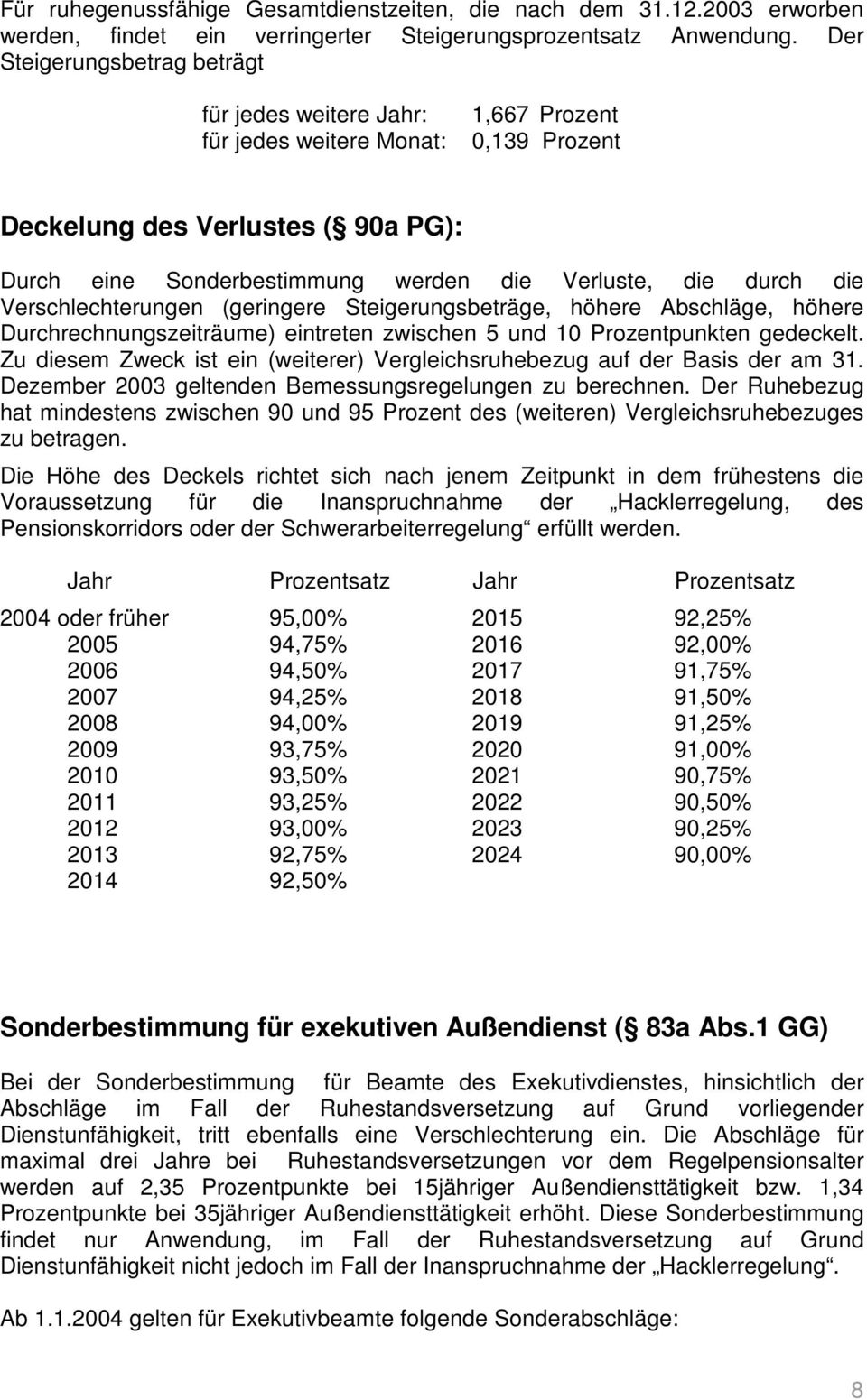 durch die Verschlechterungen (geringere Steigerungsbeträge, höhere Abschläge, höhere Durchrechnungszeiträume) eintreten zwischen 5 und 10 Prozentpunkten gedeckelt.