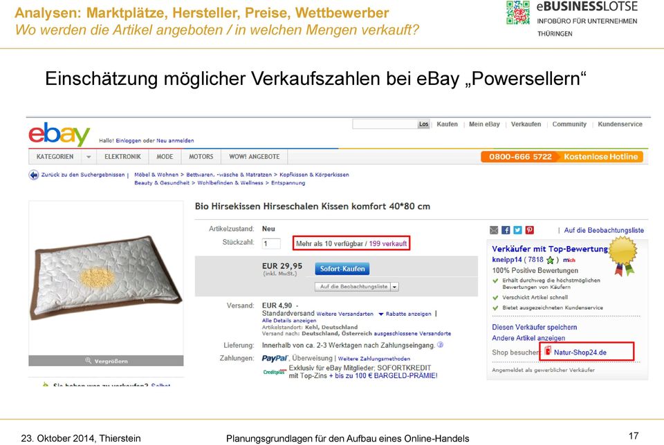 Einschätzung möglicher Verkaufszahlen bei ebay
