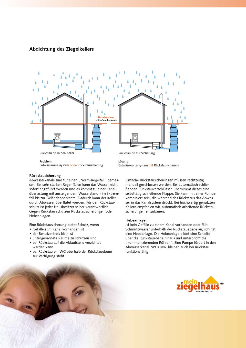 Bei sehr starken Regenfällen kann das Wasser nicht sofort abgeführt werden und es kommt zu einer Kanalüberlastung mit ansteigendem Wasserstand - im Extremfall bis zur Geländeoberkante.