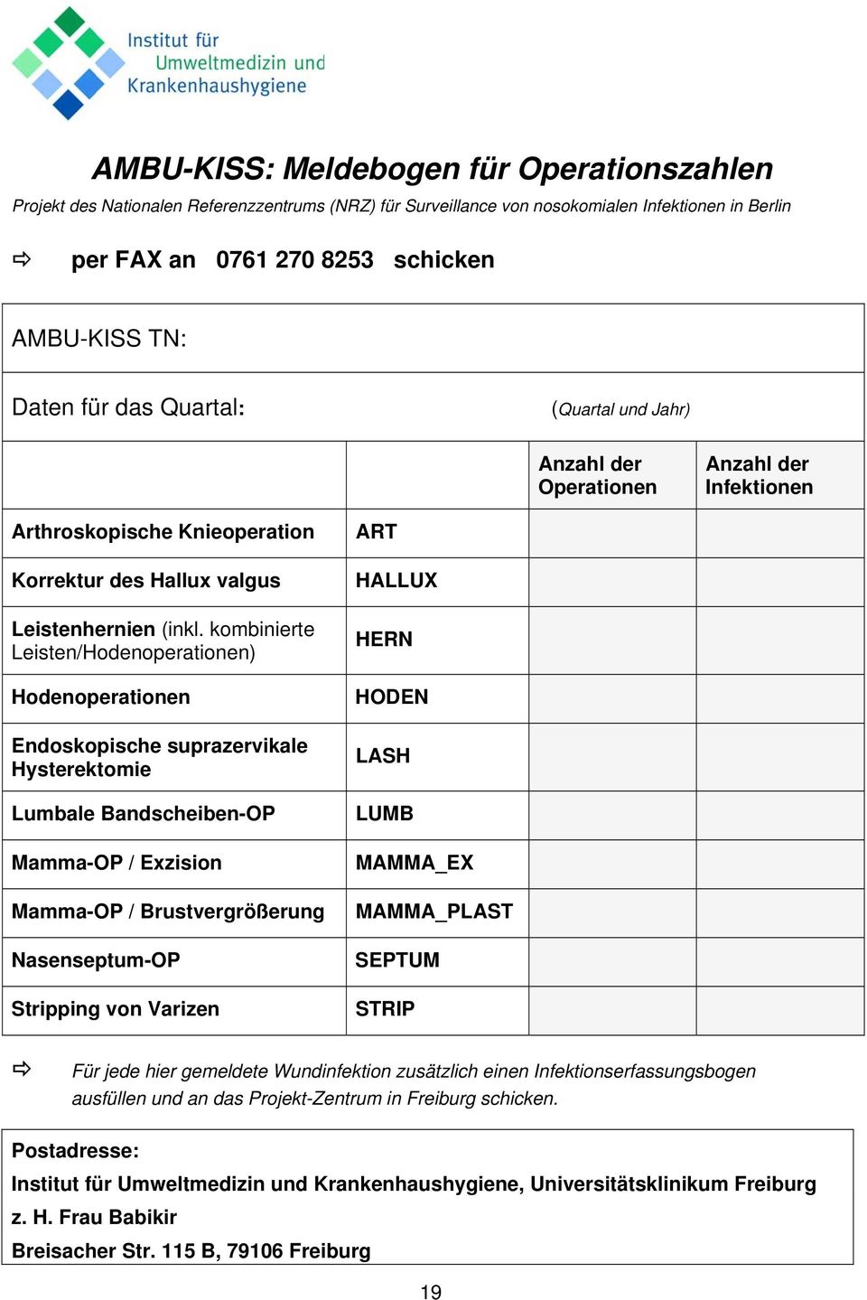 kombinierte Leisten/Hodenoperationen) Hodenoperationen Endoskopische suprazervikale Hysterektomie Lumbale Bandscheiben-OP Mamma-OP / Exzision Mamma-OP / Brustvergrößerung Nasenseptum-OP Stripping von